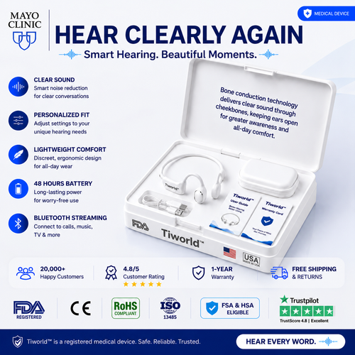 🔥 Final 2 Hours : Only Limited Stock Left🏆 Bone Conduction Smart Hearing Headphones （Mayo Clinic Recommended）